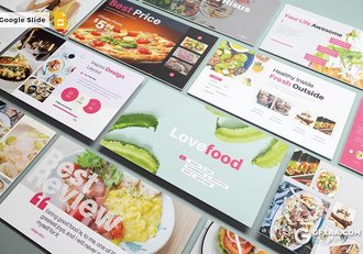 30页餐饮美食主题国外GoogleSlides模板5种配色 - 顶尖PPT