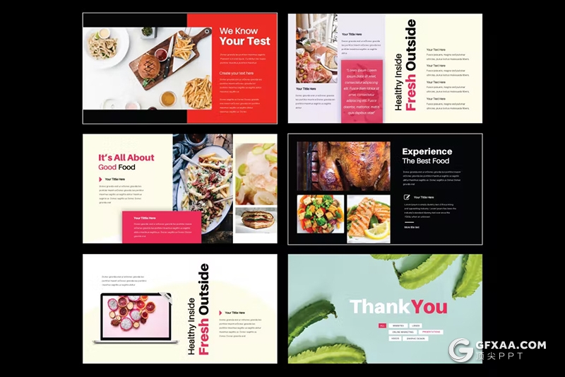 30页餐饮美食主题国外keynote模板5种配色 - 顶尖PPT