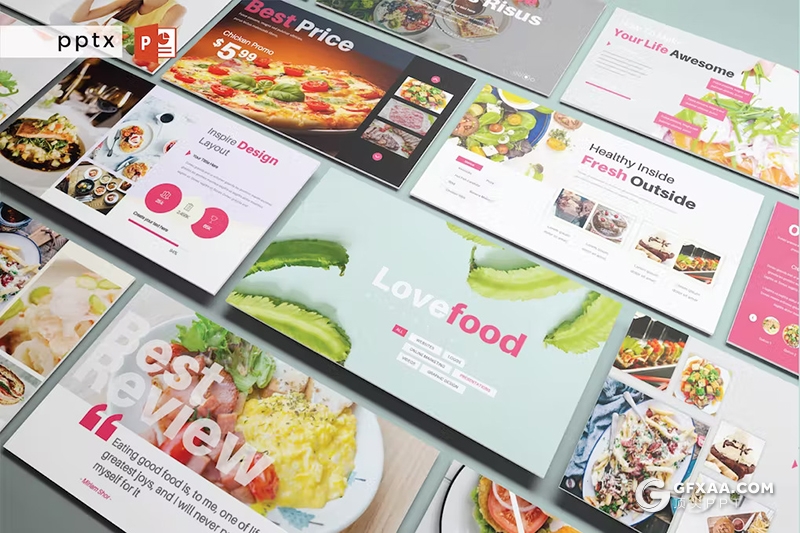 30页餐饮美食主题国外PPT模板5种配色 - 顶尖PPT