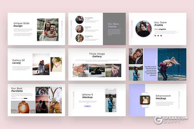 30页爱情摄影图片展示国外PPT模板 - 顶尖PPT