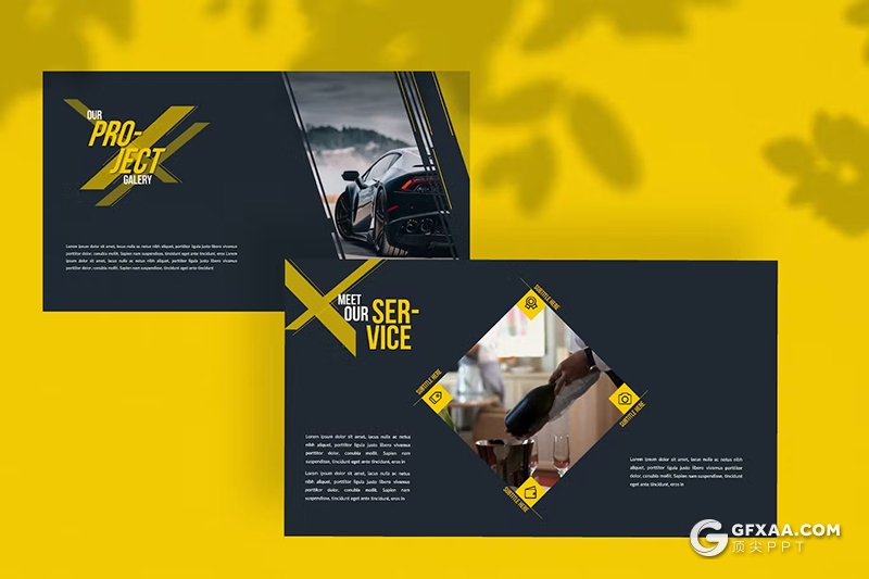 34页高端时尚黑黄配色汽车销售推广产品制造营销国外PPT模板 - 顶尖PPT