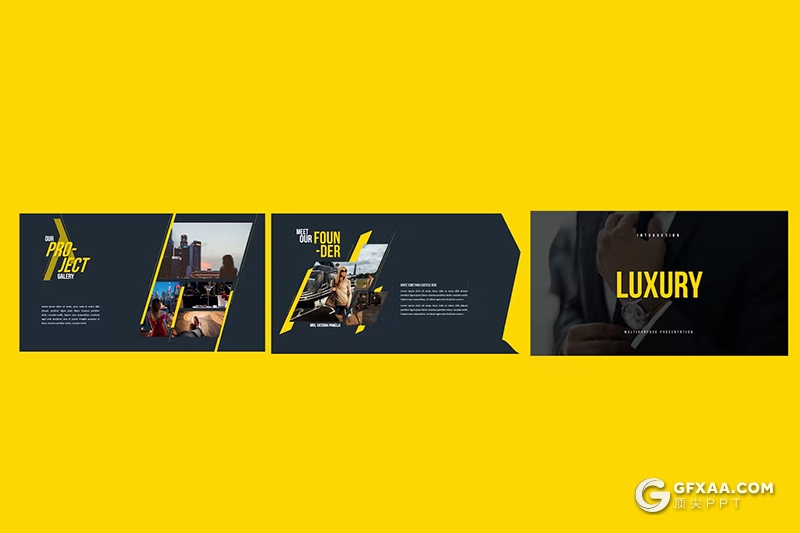 34页高端时尚黑黄配色汽车销售推广产品制造营销国外PPT模板 - 顶尖PPT