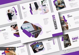 30页紫色时尚精美商业计划书商务合作团队介绍商务通用国外PPT模板 - 顶尖PPT