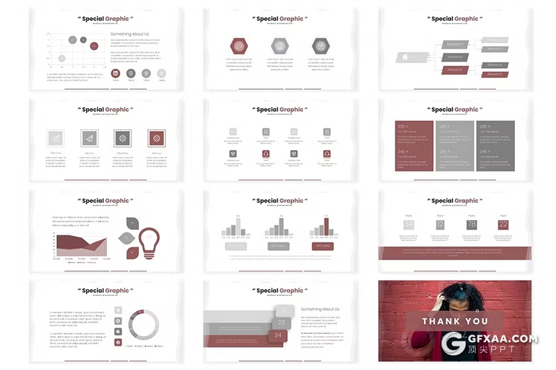 30页花卉植物宣传介绍种类分析国外GoogleSlides模板5种配色 - 顶尖PPT