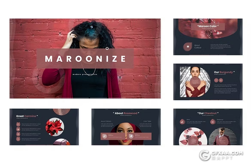 30页花卉植物宣传介绍种类分析国外GoogleSlides模板5种配色 - 顶尖PPT