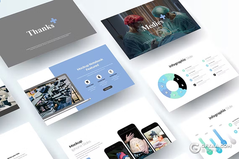 30页医疗行业研究数据分析国外PPT模板3种配色 - 顶尖PPT