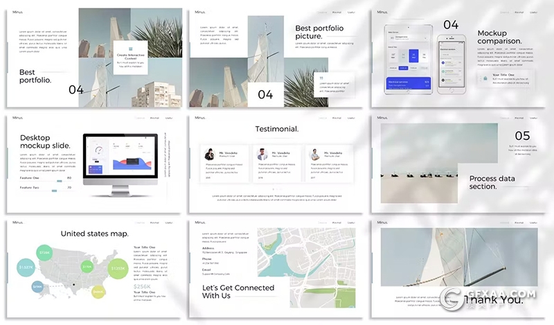 30页简约大气团队介绍产品摄影展示通用国外PPT模板3种配色2款尺寸 - 顶尖PPT