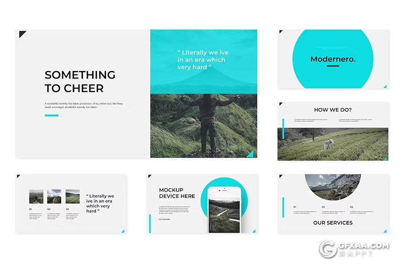 30页旅游风景地展示大自然数据分析国外PPT模板5种配色 - 顶尖PPT