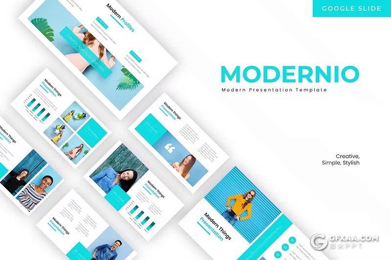 30页时尚精美服装展示模特展示数据分析国外GoogleSlides模板5种配色 - 顶尖PPT