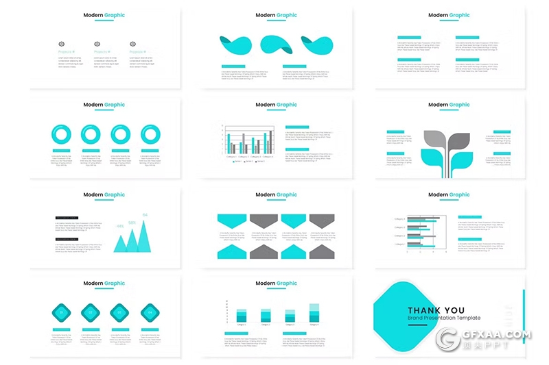 30页时尚精美服装展示模特展示数据分析国外PPT模板5种配色 - 顶尖PPT