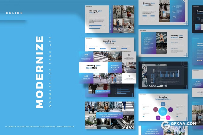 30页现代化都市生活数据研究分析国外GoogleSlides模板5种配色 - 顶尖PPT