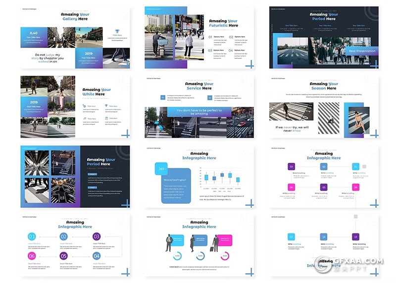 30页现代化都市生活数据研究分析国外keynote模板5种配色 - 顶尖PPT