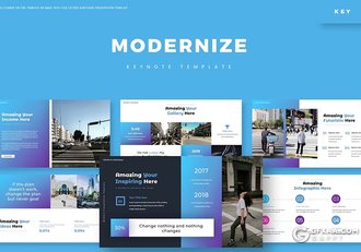 30页现代化都市生活数据研究分析国外keynote模板5种配色 - 顶尖PPT