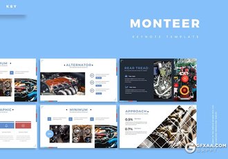 30页机器机械工程图片展示企业汇报通用国外keynote模板5种配色 - 顶尖PPT