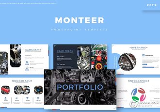30页机器机械工程图片展示企业汇报通用国外PPT模板5种配色 - 顶尖PPT