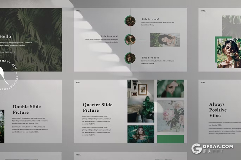 53页自然风景摄影展示模特摄影展示大自然数据分析国外PPT模板 - 顶尖PPT