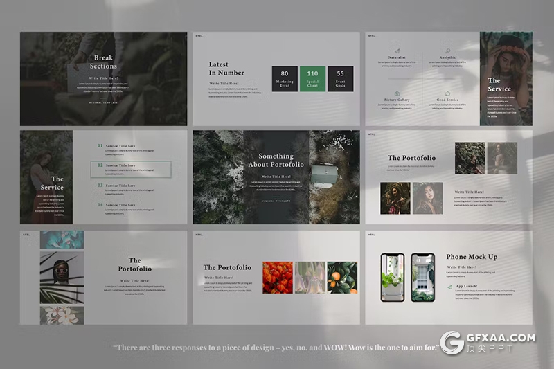 53页自然风景摄影展示模特摄影展示大自然数据分析国外PPT模板 - 顶尖PPT