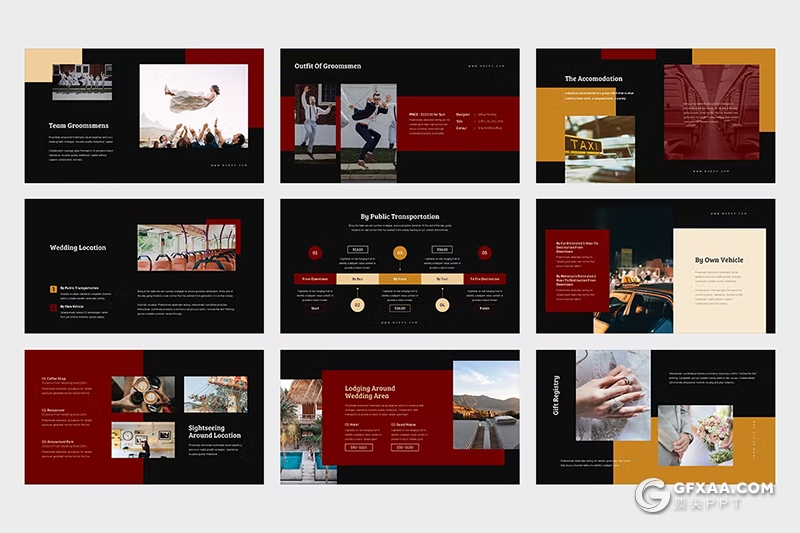 62页大气精美婚礼策划婚礼摄影美图展示国外PPT模板2种背景颜色 - 顶尖PPT