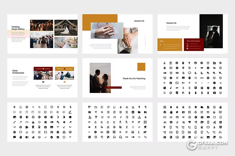 62页大气精美婚礼策划婚礼摄影美图展示国外PPT模板2种背景颜色 - 顶尖PPT