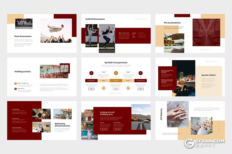 62页大气精美婚礼策划婚礼摄影美图展示国外PPT模板2种背景颜色 - 顶尖PPT