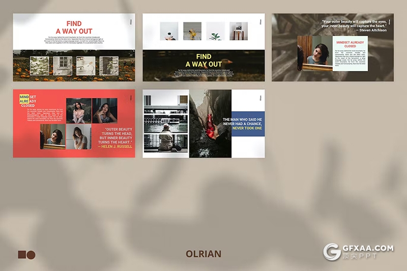 50页杂志风人物摄影展示植物摄影展示国外GoogleSlides模板 - 顶尖PPT