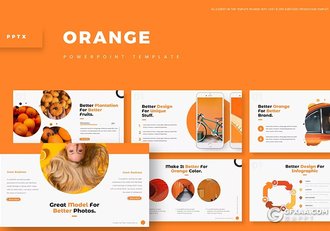 30页橙子水果介绍国外PPT模板5种配色 - 顶尖PPT