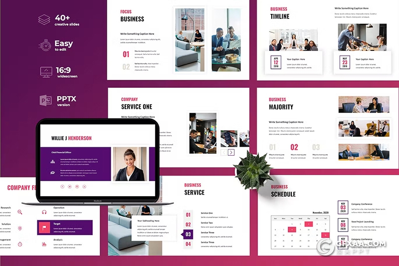 45页渐变紫色企业合作商业计划书商务通用国外keynote模板 - 顶尖PPT