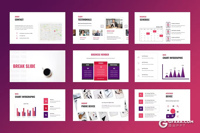 45页渐变紫色企业合作商业计划书商务通用国外keynote模板 - 顶尖PPT