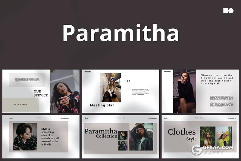 50页文艺风格模特摄影展示服装展示国外GoogleSlides模板 - 顶尖PPT