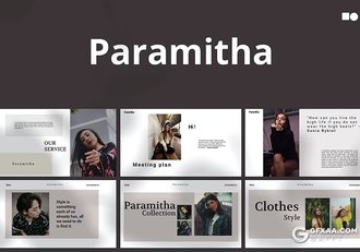 50页文艺风格模特摄影展示服装展示国外PPT模板 - 顶尖PPT