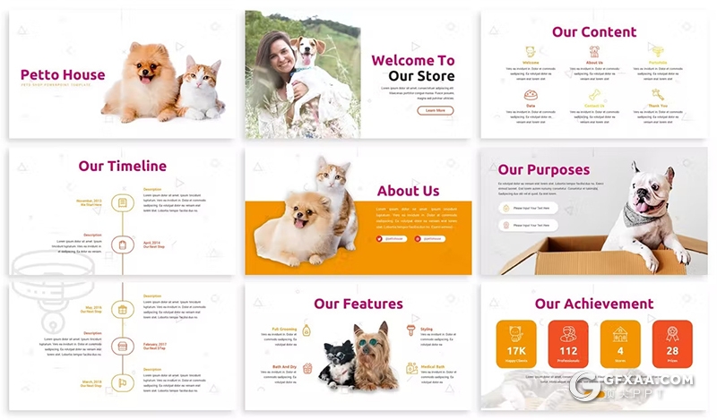 30页宠物介绍宠物店宠物主题keynote模板3种配色2款尺寸 - 顶尖PPT