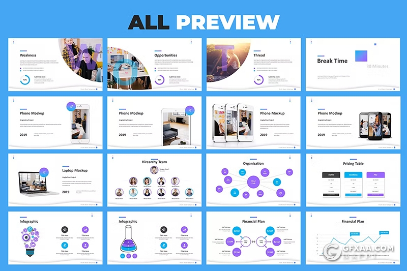 78页渐变蓝色企业商务合作商业计划书商务通用国外 GoogleSlides模板 - 顶尖PPT