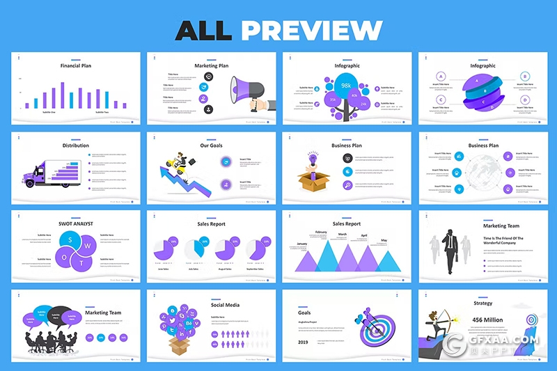 78页渐变蓝色企业商务合作商业计划书商务通用国外 GoogleSlides模板 - 顶尖PPT
