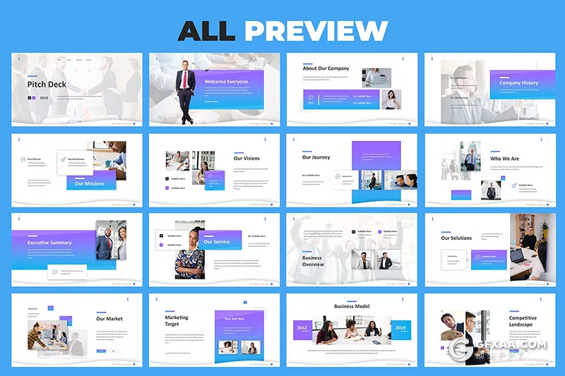 78页渐变蓝色企业商务合作商业计划书商务通用国外 GoogleSlides模板 - 顶尖PPT
