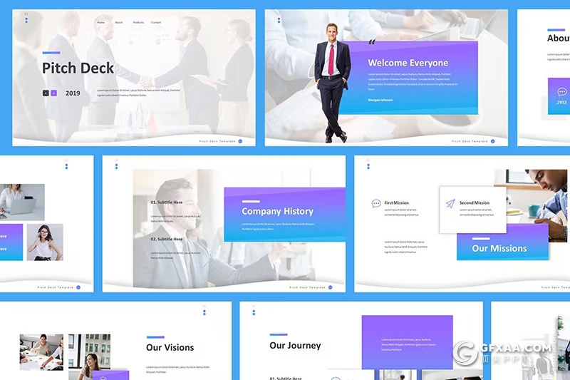 78页渐变蓝色企业商务合作商业计划书商务通用国外 GoogleSlides模板 - 顶尖PPT