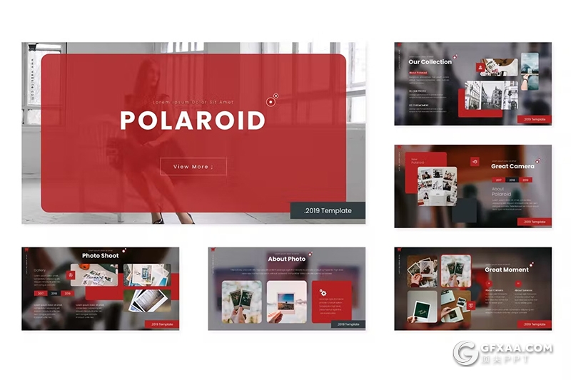 30页摄影图片展示摄影胶片展示相机产品展示通用国外GoogleSlides模板5种配色 - 顶尖PPT