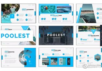 30页海边旅游度假景点宣传通用国外keynote模板5种配色 - 顶尖PPT