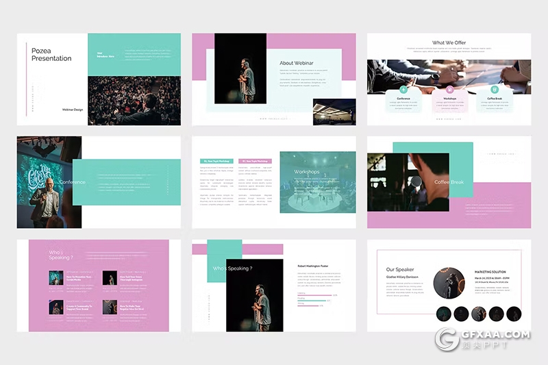 62页企业研讨会公司会议主题演讲国外PPT模板 - 顶尖PPT