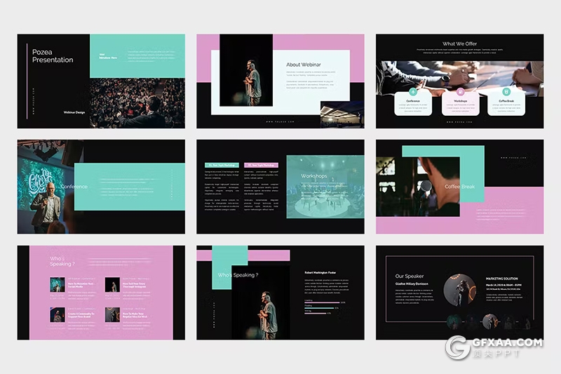 62页企业研讨会公司会议主题演讲国外PPT模板 - 顶尖PPT