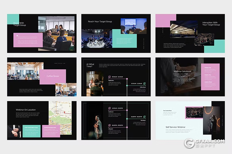 62页企业研讨会公司会议主题演讲国外PPT模板 - 顶尖PPT