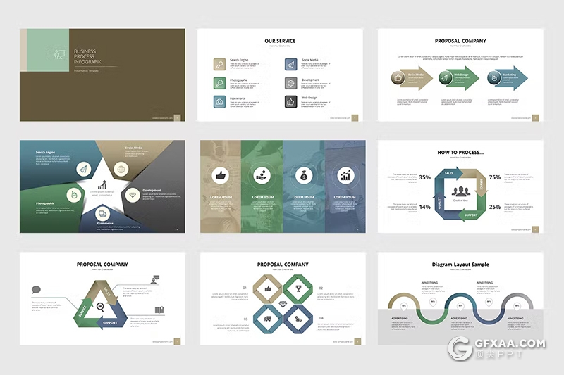 42页流程信息图形图表keynote模板 - 顶尖PPT
