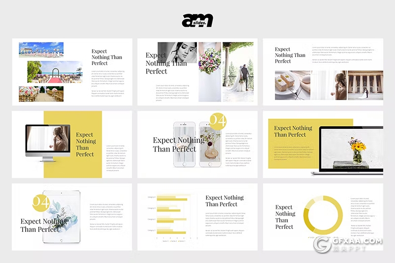 30页婚纱图片展示婚礼策划婚纱摄影展示国外PPT模板 - 顶尖PPT