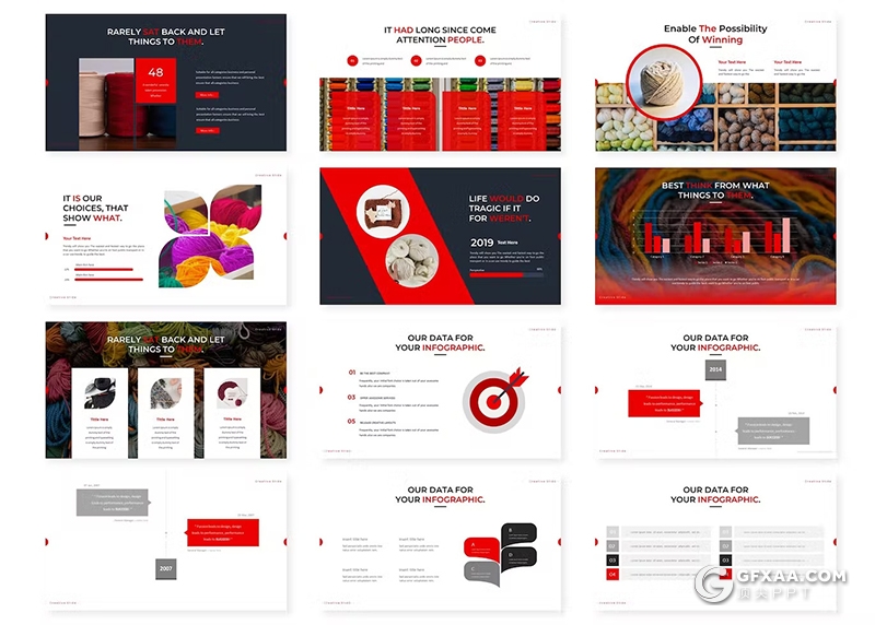 30页针织线毛线介绍产品分析国外PPT模板5种配色 - 顶尖PPT