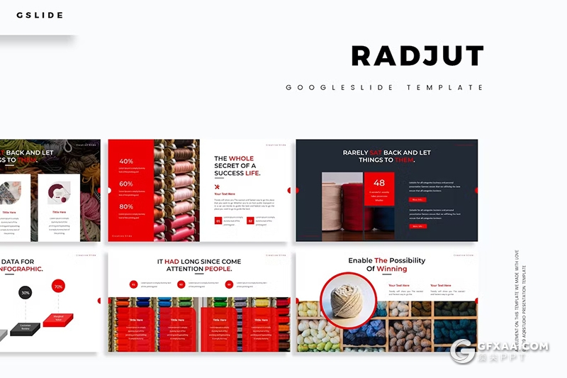 30页针织线毛线介绍产品分析国外GoogleSlides模板5种配色 - 顶尖PPT