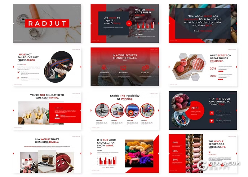 30页针织线毛线介绍产品分析国外PPT模板5种配色 - 顶尖PPT