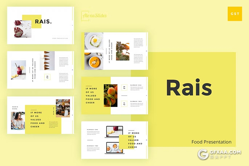 30页餐饮美食果汁食物图片展示国外GoogleSlides模板 - 顶尖PPT