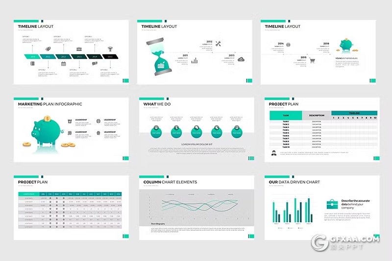 45页渐变绿色团队介绍商业计划书商务通用国外KeyNote模板 - 顶尖PPT