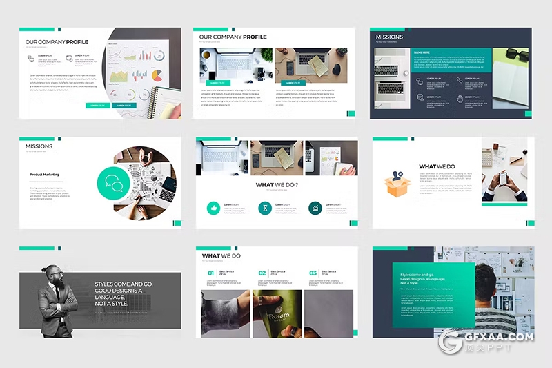 45页渐变绿色团队介绍商业计划书商务通用国外KeyNote模板 - 顶尖PPT