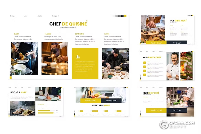 30页餐饮美食制作食品展示数据分析国外GoogleSlides模板5种配色 - 顶尖PPT