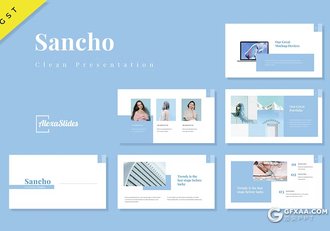 30页蓝色简约产品摄影展示模特摄影展示国外GoogleSlides模板 - 顶尖PPT